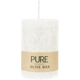 PURE OLIVE WAX, Natural, vegane Stumpenkerze, WENZEL, 90/60 mm, Brenndauer ca. 26h
