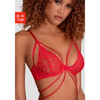 Bügel-BH JETTE, Damen, Gr. 75, Cup D, rot, Microtouch, Obermaterial: 70% Polyamid, 18% Polyester, 12% Elasthan, BHs Bügel-BH, mit aufregender Bänder-Optik, sexy Dessous, Reizwäsche