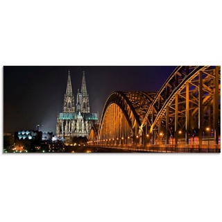 Artland Glasbild Kölner Dom mit Brücke, Deutschland (1 St), in verschiedenen Größen schwarz 125 cm x 50 cm