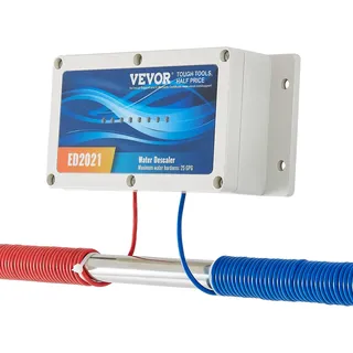 Vevor Elektronisches Wasserentkalkersystem, salzfreier Entkalker für das ganze Haus, Wasserenthärter zur Reduzierung von Kalkablagerungen, für alle Arten von Sanitärrohren
