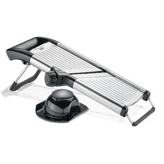 Gefu Gemüsehobel Volari, Schwarz, Edelstahl, Metall, Kunststoff, 7.5x13x41.5 cm, mit Fingerschutz, für schnelles und sicheres Schneiden, Kochen, Küchenhelfer, Küchenhobel