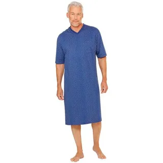 Hajo Pyjama Modisches Herren Schlafshirt mit kurzem Arm Modal Baumwoll Mischung Premium Cotton blau 48