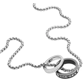 Diesel Kette ohne Anhänger The Logo Rings Edelstahl silberfarben