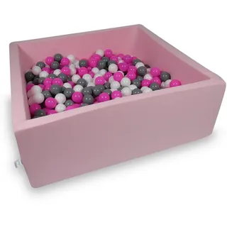 Trockenbecken 110x110x40cm puderrosa mit 600 Bällen: weiß, grau, rosa
