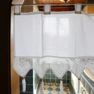 Weiß Häkelgardine Scheibengardine Landhausstil Häkelspitze Lichtdurchlässig | Kurzstores Gardinen Häkel Landhaus Scheibengardinen Bistrogardinen Shabby Chic Kurz Küche Kurzgardinen Kurzvorhang 45x150