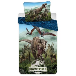 Bettwäsche Jurassic Park World Bettwäsche Set Kopfkissen Bettdecke auch für 135x2, Jurassic World, 100% Baumwolle, 2 teilig, 100% Baumwolle bunt
