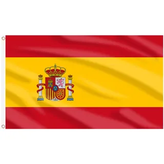 AhfuLife Spanien Flagge 150 x 90 cm für WM 2026, 4 Stück Spanische Fahne Leuchtenden Farben mit Messing-Ösen, Spanien Fahne für Eurovision Euro Fußball EM Olympische Nationaltag Party Bar Deko
