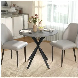 HOMCOM Esstisch Küchentisch im Industriestil mit Stahlbeinen für 2 Personen (für Esszimmer, Küche, Wohnzimmer, 1-St., rund, 80 x 80 x 75 cm), Grau grau 80 cm x 75 cm x 80 cm