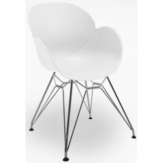 Schalenstuhl NIEHOFF SITZMÖBEL "SUSHI" Stühle Gr. B/H/T: 59 cm x 85 cm x 58 cm, 4 St., Metall, weiß (weiß, silberfarben) Schalenstühle 4er set mit Trapezgestell, Sitzhöhe ca. 48 cm