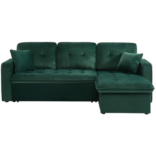 BAÏTA Ecksofa, umkehrbar, Samt, 4-Sitzer, grün, Dimensions canapé : 221 x 147 x 87 cm