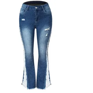 AFAZ New Trading UG Loose-fit-Jeans Zerrissene, ausgestellte Sommerjeans für Damen im Used-Look XXL