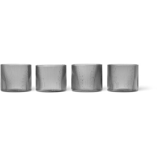 Ferm Living Glas 4-er Set Ripple Low Smoked Grey