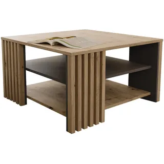 Carryhome Couchtisch, Grau, Eiche Artisan, Holzwerkstoff, quadratisch, eckig, 80x45x80 cm, Wohnzimmer, Wohnzimmertische, Couchtische