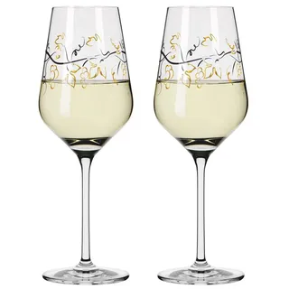 Dekomiro Weißweinglas RITZENHOFF 3011012 2er Set Herzkristall, 2-tlg., Glas schwarz|weiß