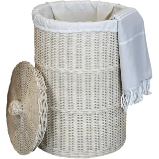 Korb Aufbewahrung – Wäschekorb mit Deckel, Wäschesammler Geflochten aus Rattan 50 l | Aufbewahrungsbox & Aufbewahrung