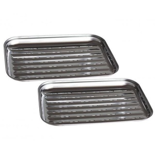 Grillschale Edelstahl wiederverwendbare Grillpfanne - 2er Set