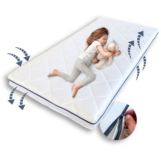 Kindermatratze AERO PLUS mit Ventilationsstreifen 60x120 70x140 80x160 80x180 90x200, Kids Collective, 10 cm hoch, Babymatratze Matratze für Babybett oder Kinderbett 140x70 70 cm x 140 cm x 10 cm