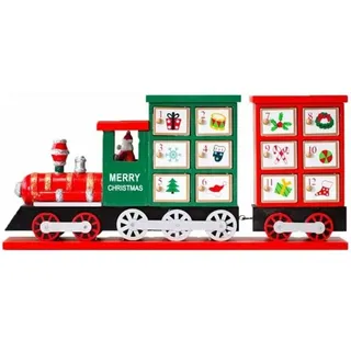 Weihnachtsbahn-Adventskalender Aus Holz, 24 Schubladen, Weihnachtsdekorationen