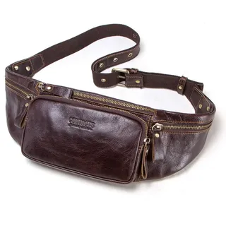 Contacts Gürteltaschen Männer Herren Echtes Leder Tasche Hüfttasche Bauchtasche Multifunktionale Hüfttasche mit Reißverschluss Geeignet (Kaffee3) - Einheitsgröße