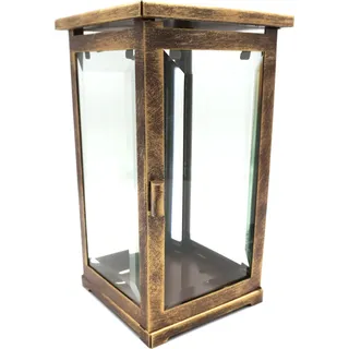 Hochwertige Grablaterne, Grablampe mit Facettenglas modern, 21 cm (Bronzefarben)