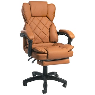 TRISENS Chefsessel Sokrat (1 Stück), Bürostuhl mit Fußstütze und Polsterung Home Office Chair in Lederoptik braun