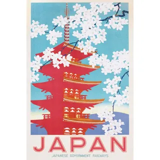 Close Up Japan Poster Japanese Government Railways (61cm x 91,5cm) + 1 Traumstrand Poster Insel Bora Bora zusätzlich