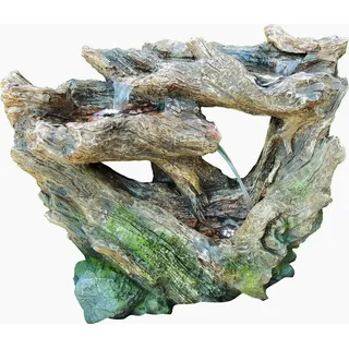 Edda Brunnen 65cm Polystone Wasserfall Gartenbrunnen Komplettsystem in Holz Opti