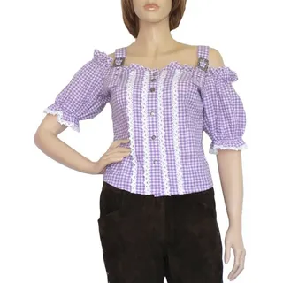 German Wear Carmenbluse OB2-lila Trachtenbluse Carmenbluse Trachtenlederhosen-bluse LILA kariert 40
