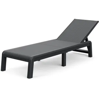 Keter Palma Sonnenliege für den Garten mit 4-Fach Verstellbarer Rücklehne, klappbare Gartenliege, grau, 187 x 58 x 29 cm, pflegeleicht, wetterfest und uv-beständig