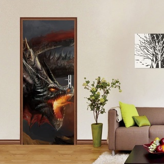 Türtapete Selbstklebend Horror & Drachen Türtapete Wandbild Selbstklebend PVC Wasserdicht Abnehmbar Türfolie TürPoster Fototapete Wohnzimmer Schlafzimmer küche bad büro Dekoration B90 x H200cm