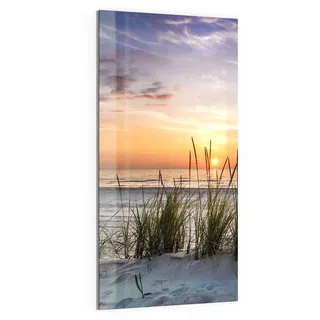 DEQORI Glas-Magnettafel | 50x100 cm groß | Motiv Sonnenuntergang am Strand | Memo-Board aus Glas | Magnetboard inkl. Magnete, Stift & Tuch für Küche & Büro | Tafel magnetisch & beschreibbar