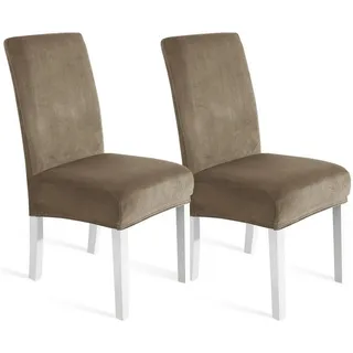 luxuskollektion Stuhlhusse Samt Braun 2er Set