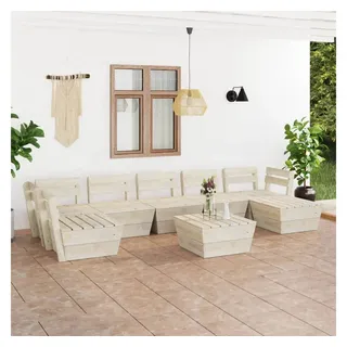 furnicato Garten-Essgruppe 8-tlg. Garten-Paletten-Lounge-Set Imprägniertes Fichtenholz beige