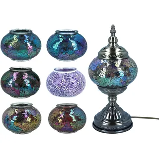 Tischlampe, Nachttischlampe, Glasschirm, Farbenfrohes Mosaik, Orientalischer Stil, Zuhause