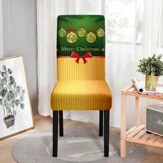 Hixingo Stuhlhussen 1 2 4 6er Set,Weihnachten Druck Stretch Stuhlhussen Schwingstühle Waschbar Stuhlbezug,Esszimmerstühle Stuhlbezüge für Küche,Restaurant,Bankett (2er Set,Weihnachten 2)