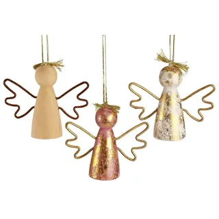 Florists Products Christbaumschmuck Weihnachtsengel Holz Deko Gold Vintage Hänger 9×3×7,5cm 6er Set, 6 St