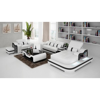 JVmoebel Ecksofa, Set Couch Polster Eck Garnitur + Sessel Wohnlandschaft L Form schwarz|weiß