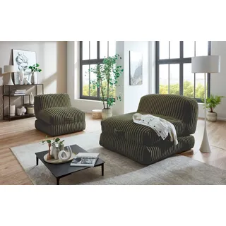 Home affaire XXL-Sessel Pia, Loungesessel in Megacord, 2 Größen, Schlaffunktion und Pouf-Funktion grün 83 cm x 80 cm x 95 cm