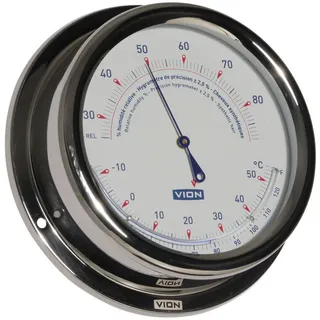 Delite Wanduhr Schiffsuhr Stahl poliert VION Clock A130 (Marineuhr mit Funkstille-Perioden) silberfarben
