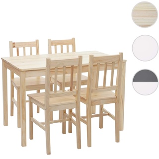 Esszimmer-Set HWC-F77, Sitzgruppe Esszimmergruppe, Massiv-Holz Landhaus 110cm ~ Kiefer lasiert
