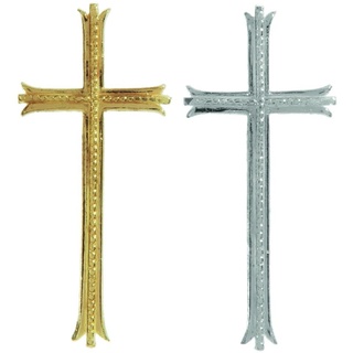 Wiedemann Verzierornament Kreuz groß, Wachs, Silber, 10 x 4 cm