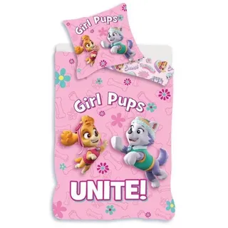 PAW PATROL Bettwäsche PAW Patrol Baby Bettwäsche 140x200 Motiv "Pups Unite!", 100% Baumwolle rosa
