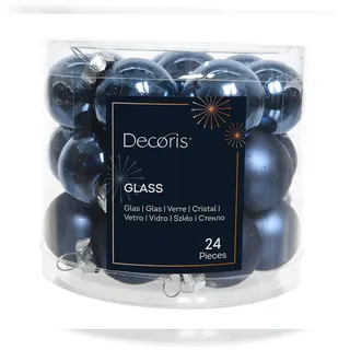Christmas Decorations 24 Weihnachtskugeln 25mm Glas mini Christbaumkugeln Spiegelbeeren 3cm dunkelblau