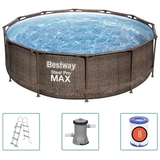 BESTWAY Steel Pro MAX Swimming Pool-Set Rund 366 x 100 cm inkl. Filterpumpe
