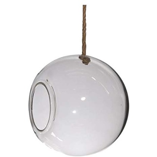 Hakbijl Hängevase, Kugelvase Ball Kugel mit Seil D. 25cm transparent rund Glas