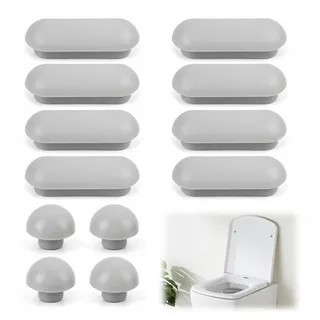 Silikon Dämpfer für Toilettensitz und Klodeckel, 8 Ringpuffer und 4 Deckelpuffer, Geräuschreduzierende Gummipuffer zum Aufkleben,Einfache Installation, Weiß