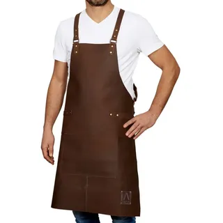 REDSALT® Grillschürze Premium Lederschürze 84x62cm, Arbeitsschürze Kochschürze, 100% Büffel Leder X-Back braun