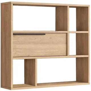 Hanah Home Modernes Wandregal, Walnussfarben, 90,1 x 81 x 22 cm | 100% melaminbeschichtete Spanplatte, 18 mm stark | Skandinavisches Design für stilvolle Aufbewahrung