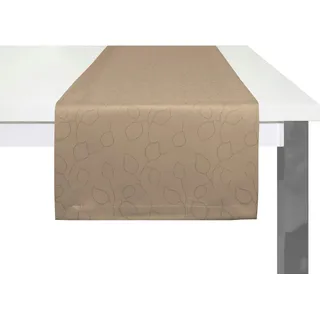 Wirth Tischläufer WIRTH "Westport" Gr. 1, grau (taupe), B:150cm L:40cm, Polyester, Tischdecken, Made in Germany, Jacquard Dekostoff, Blatt-Design, Pflegeleicht