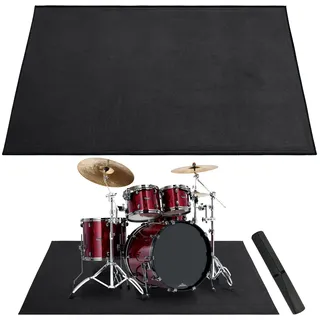 Alyoen Schlagzeugteppich 120x180 cm, Schlagzeug Teppich mit Rutschfesten Boden und Schallschutz, Drum Teppich für Elektrische Drum, Drum Zubehör Geschenk für Schlagzeuger, Schwarz